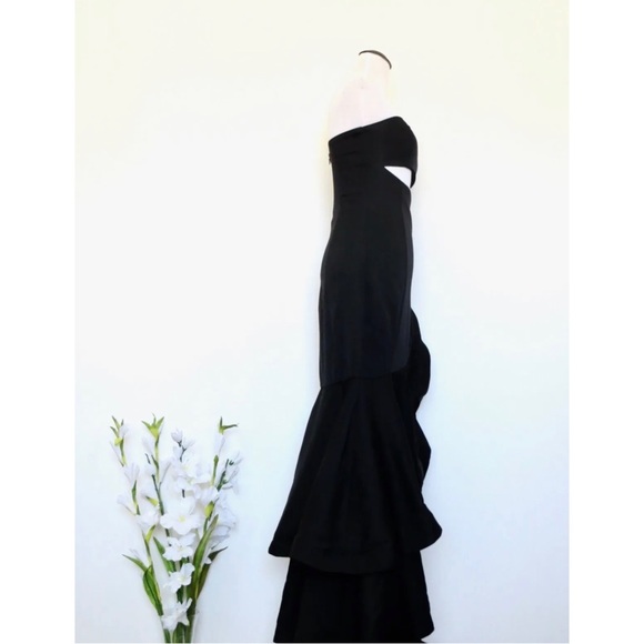 LULUS Fabulous Festivities Strapless Ruffled Trumpet Dress Black SZ S - Picture 7 of 12